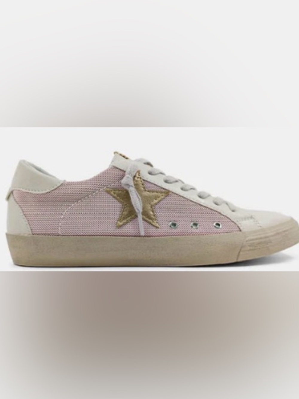 ShuShop Light Mauve Gold Star Low-Top Canvas Sneakers: 6.5